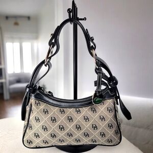 NWOT - Dooney & Bourke Logo Canvas and Leather Shoulder Bag Beige/Black